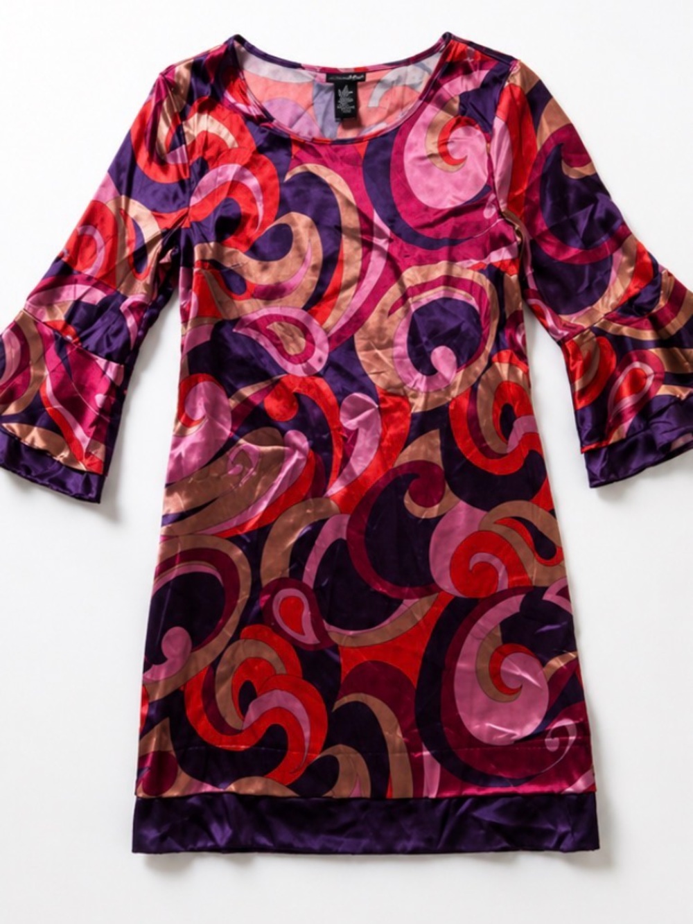 Abstract Swirl Color Dress in Purple & Red